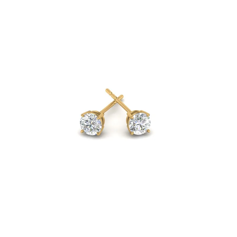 0.25 To 5 Carat Lab Diamond Round Stud Earring 14K Gold