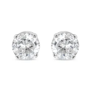 10K White Gold 1/4 Cttw Round Brilliant-Cut Near Colorless Near Colorless Diamond Classic 4-Prong Stud Earrings (I-J Color, SI1-SI2 Clarity)