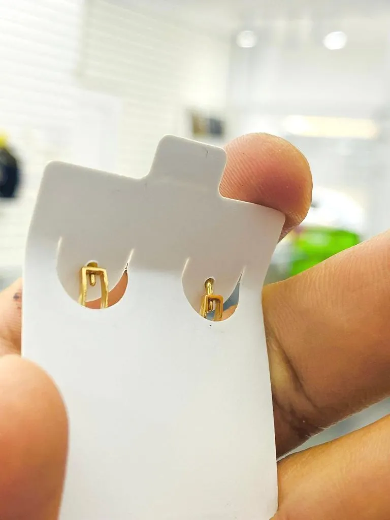 10K Yellow Gold Princess Cut Channel-Set Square CZ Huggies Hoop Earrings 15mm Girls Baby