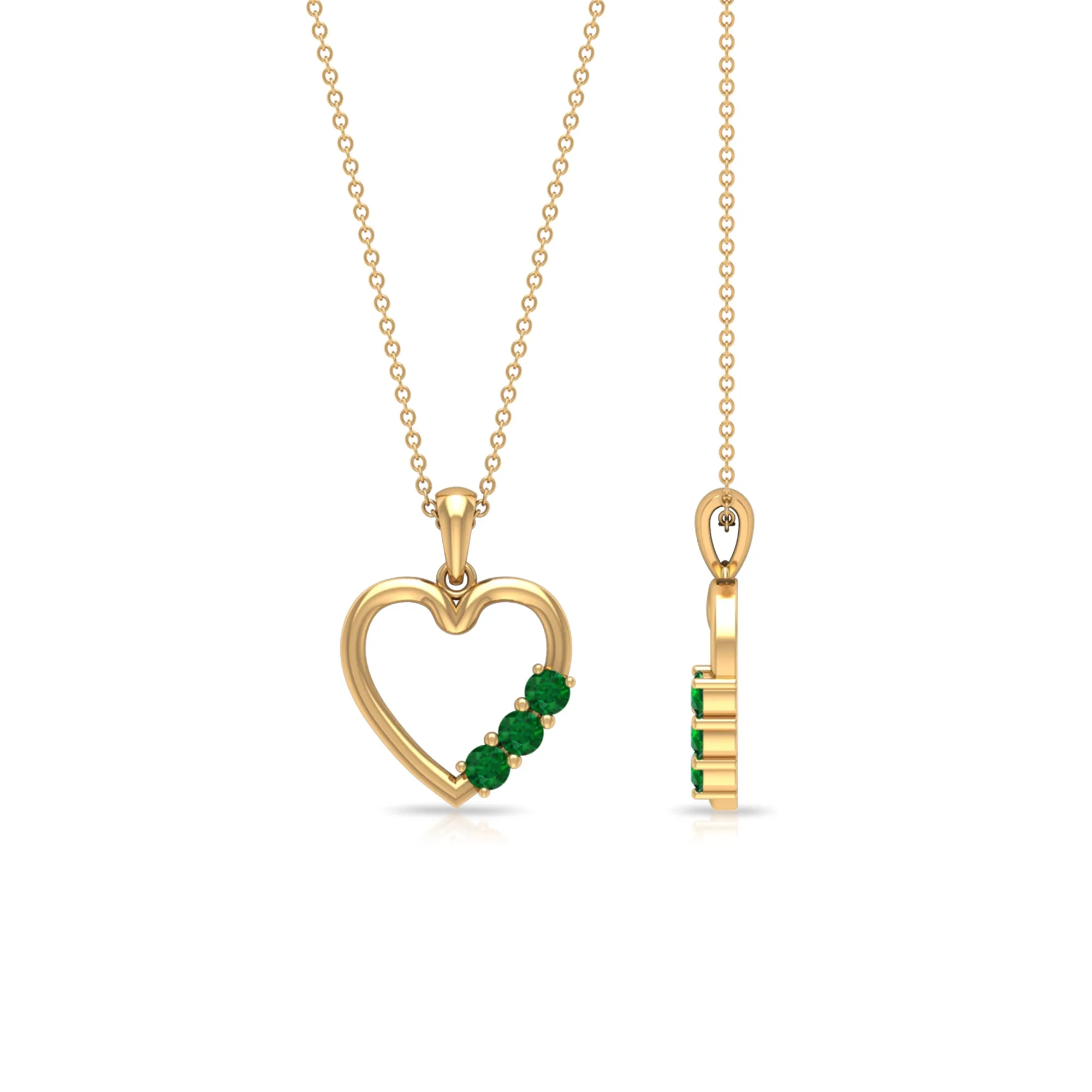 1/2 CT Simple Emerald and Gold Heart Pendant