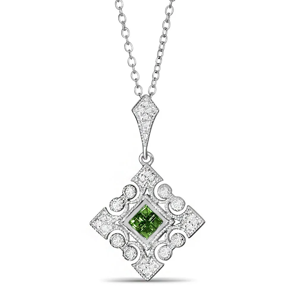 14K D0.09CT, EM 0.25CT EMERALD & DIAMOND PENDANT (121PB2801AED)