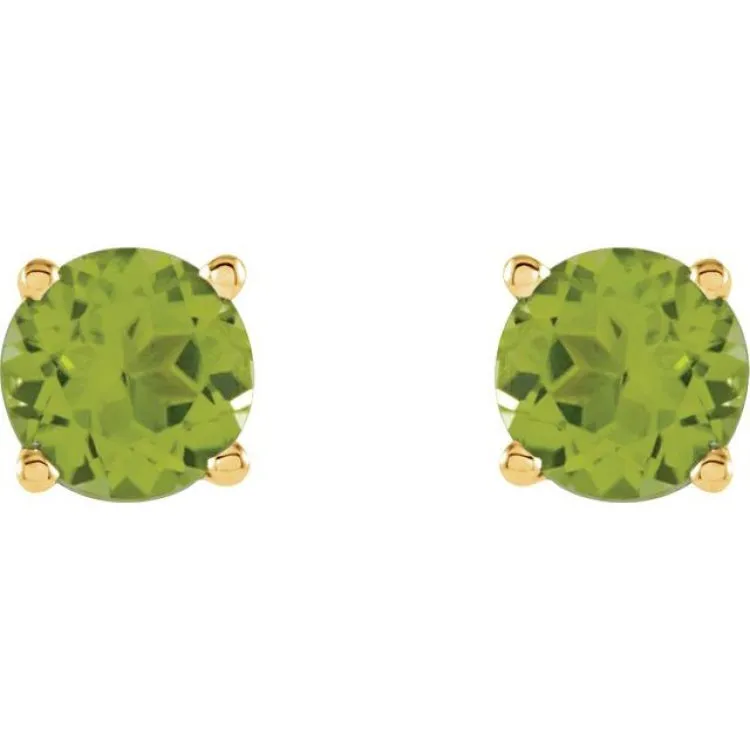 14K Yellow 6 mm Natural Peridot Stud Earrings