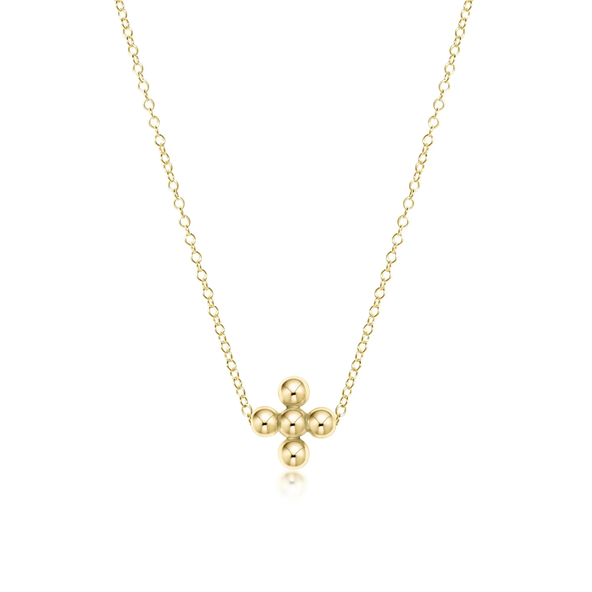 16" Gold Necklace With 3mm Signature Beaded Cross