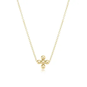 16" Gold Necklace With 3mm Signature Beaded Cross