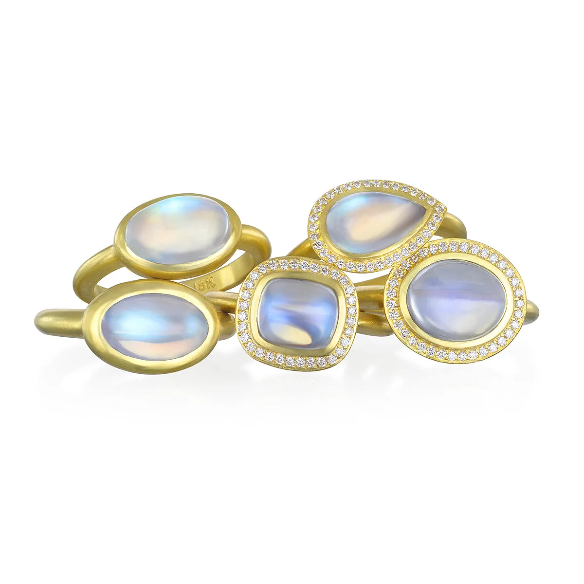 18 Karat Gold Blue Moonstone Bezel Ring