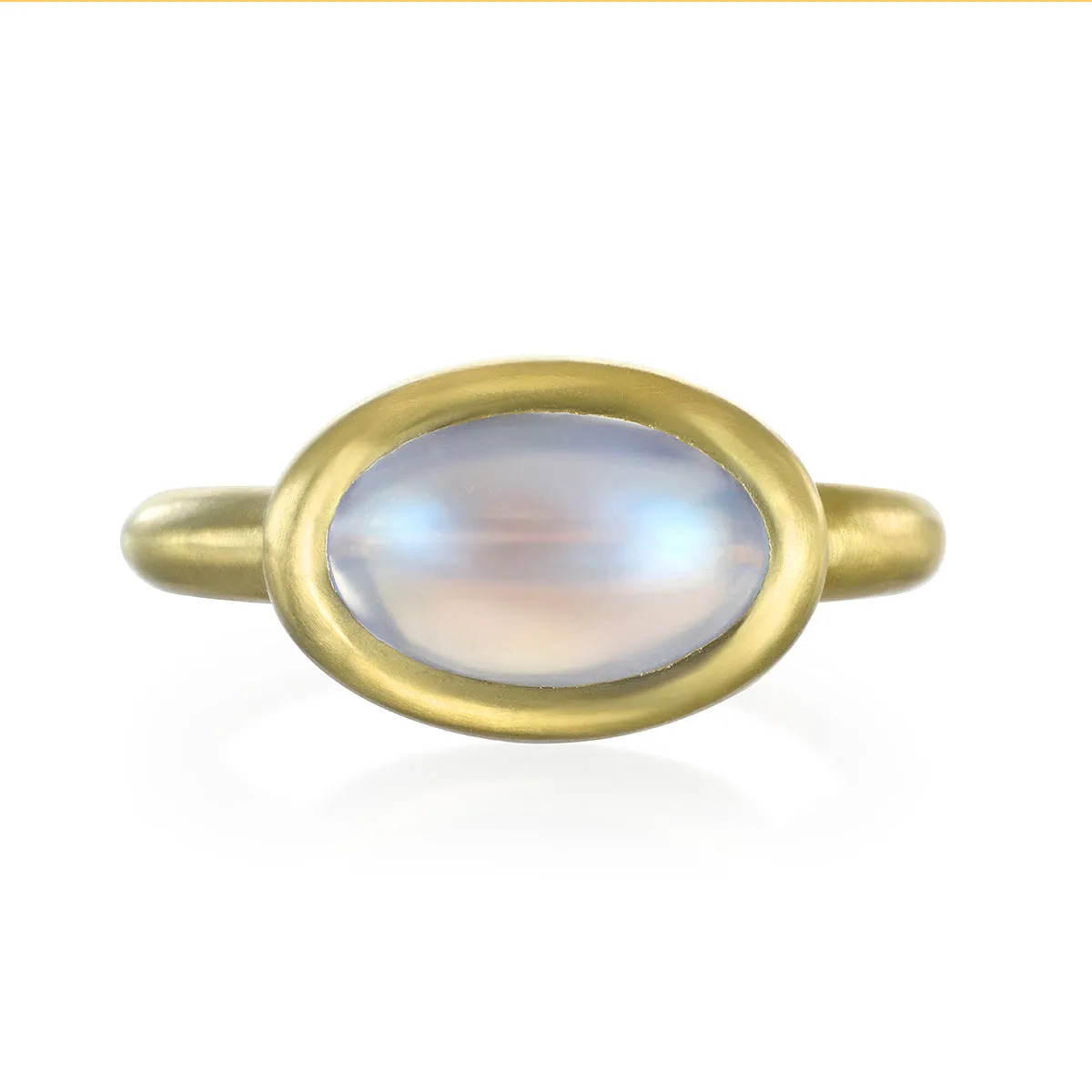 18 Karat Gold Blue Moonstone Bezel Ring