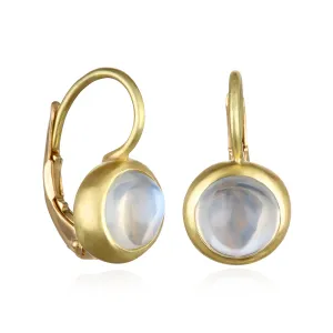 18 Karat Gold Moonstone Leverback Earrings