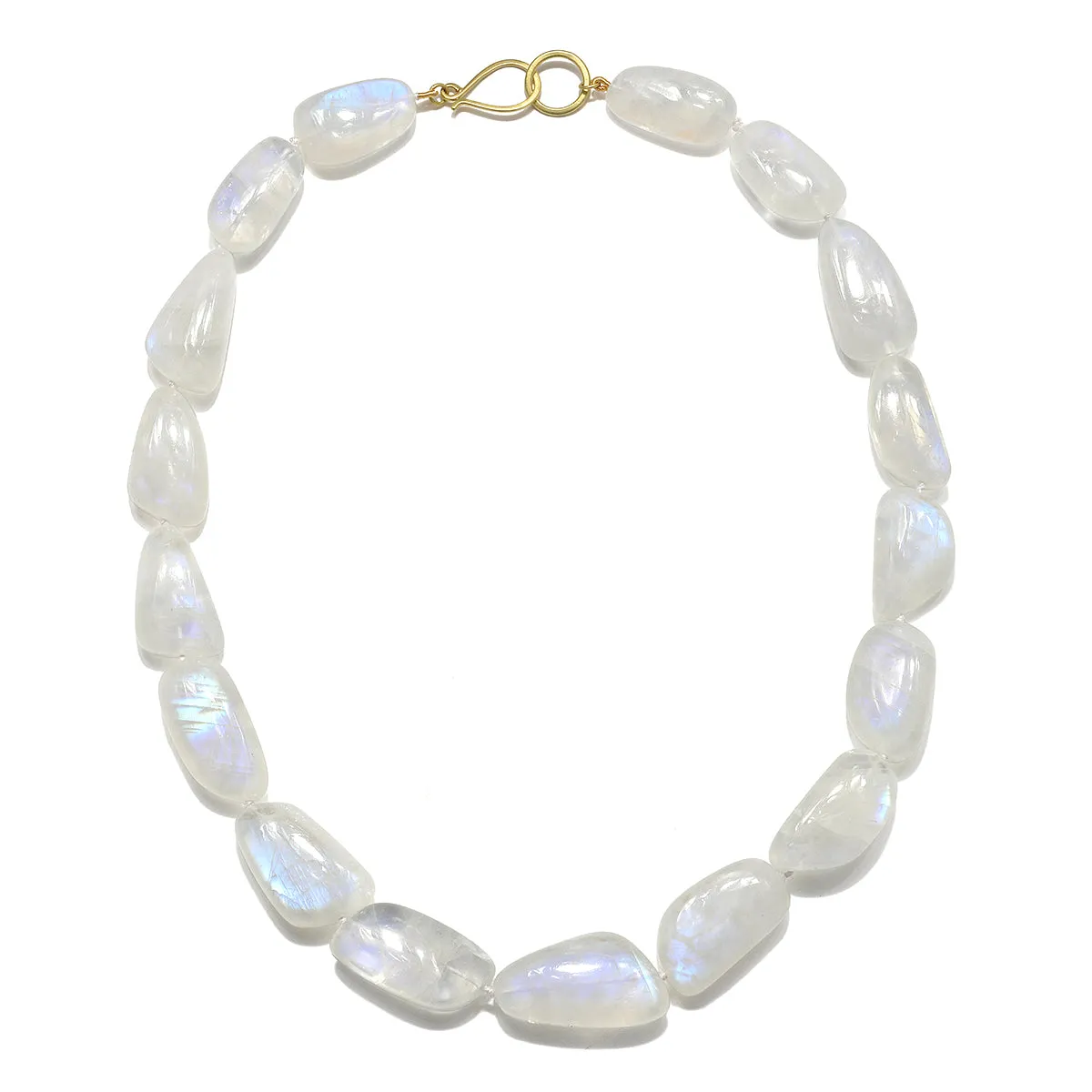 18 Karat Gold Moonstone Nugget Bead Necklace