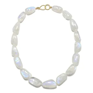 18 Karat Gold Moonstone Nugget Bead Necklace