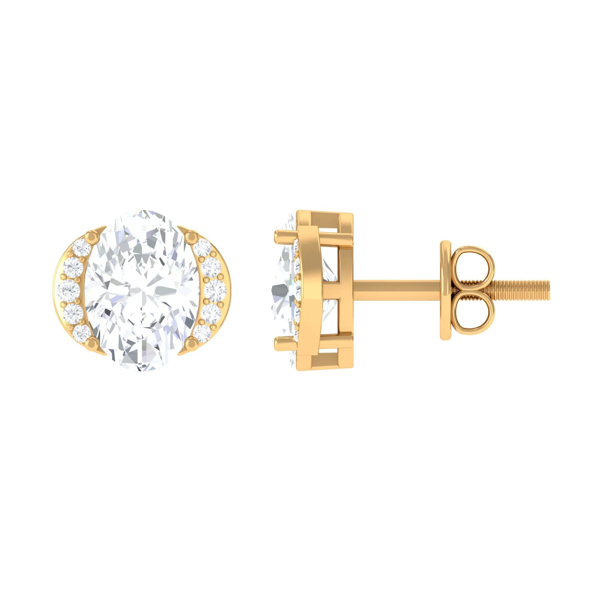 3 CT Cubic Zirconia Stud Earrings with Screw Back