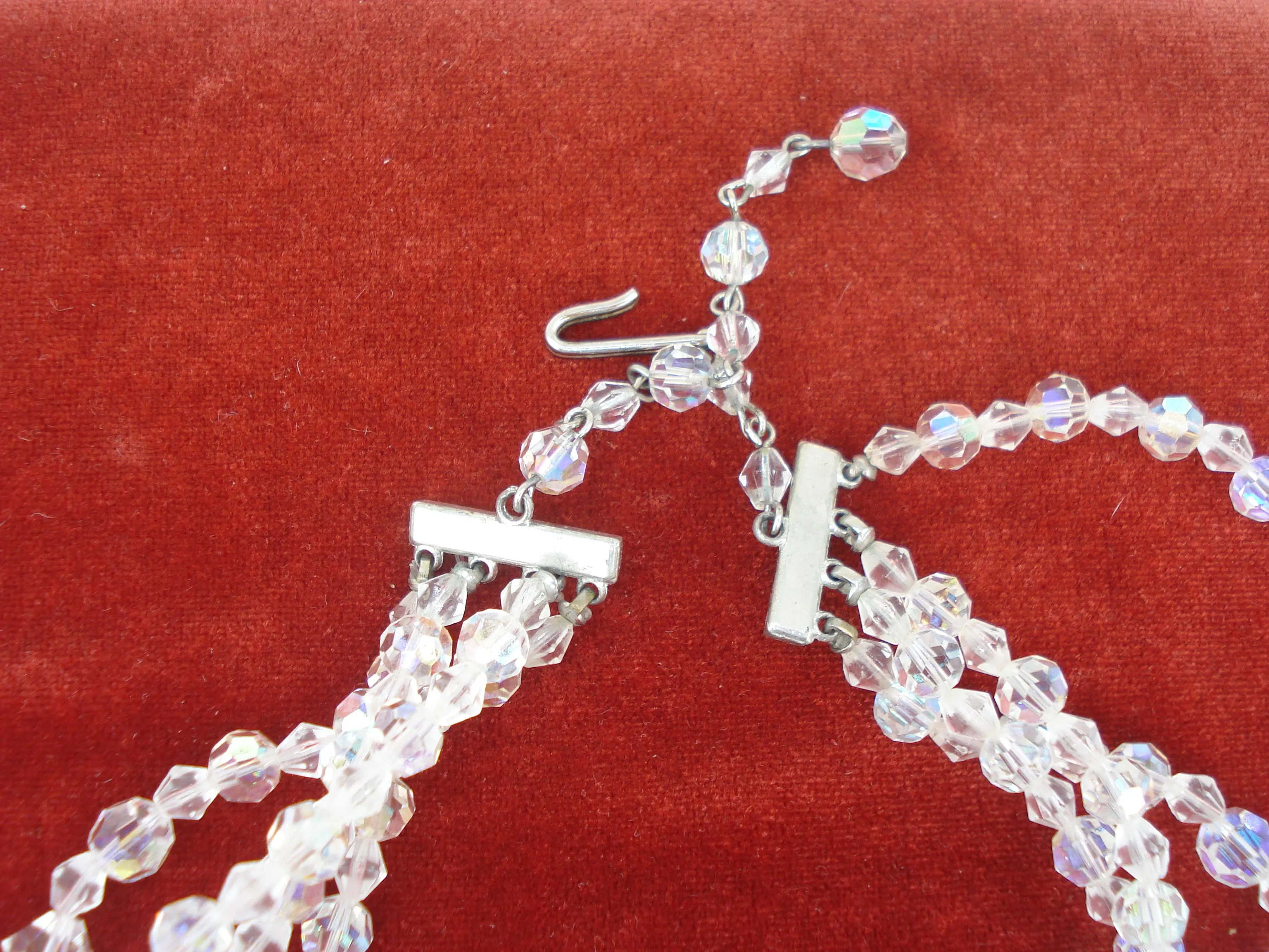4 Strand Crystal AB Beaded Necklace 16"