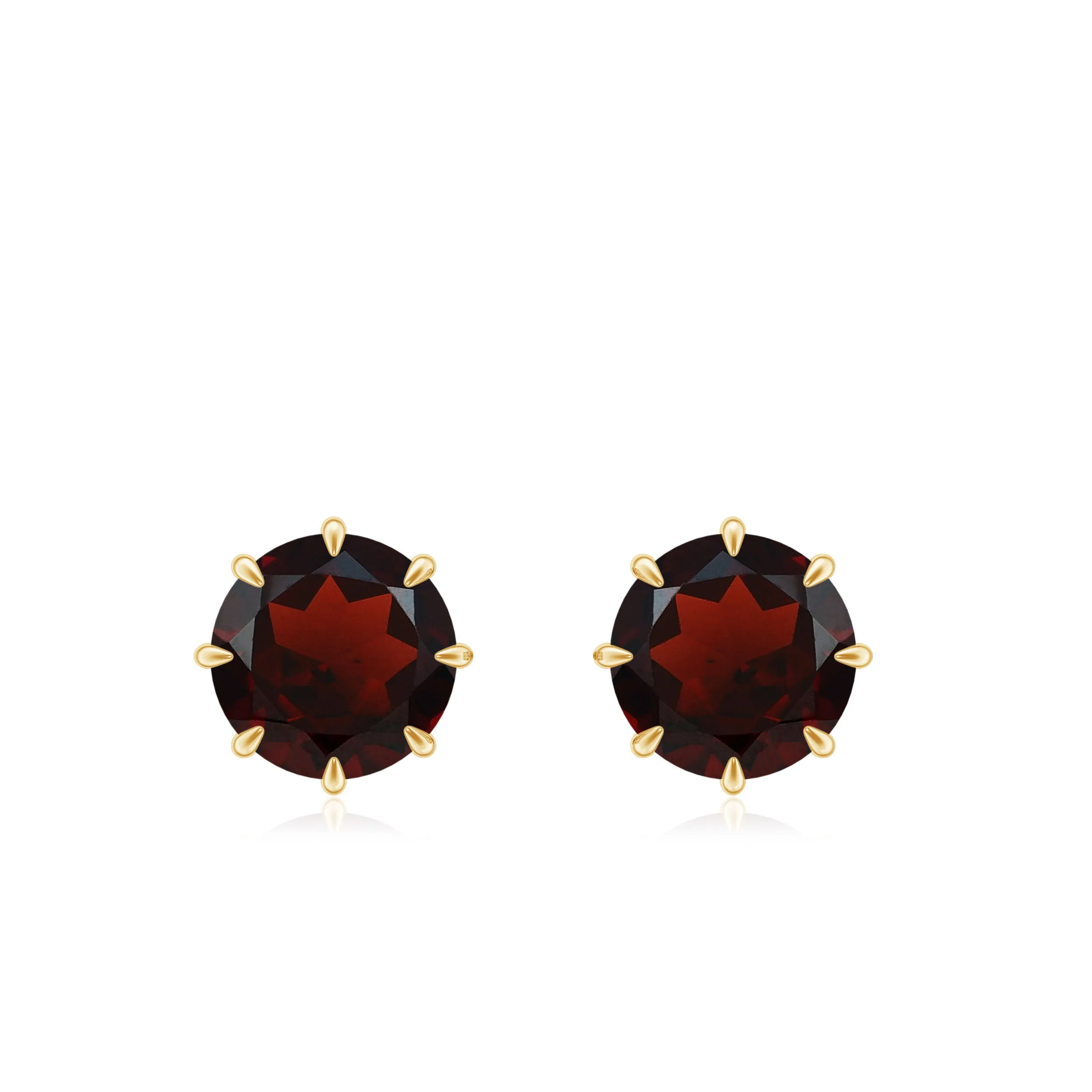 4.5 MM Natural Garnet Solitaire Stud Earrings in 8 Claw Prong Setting