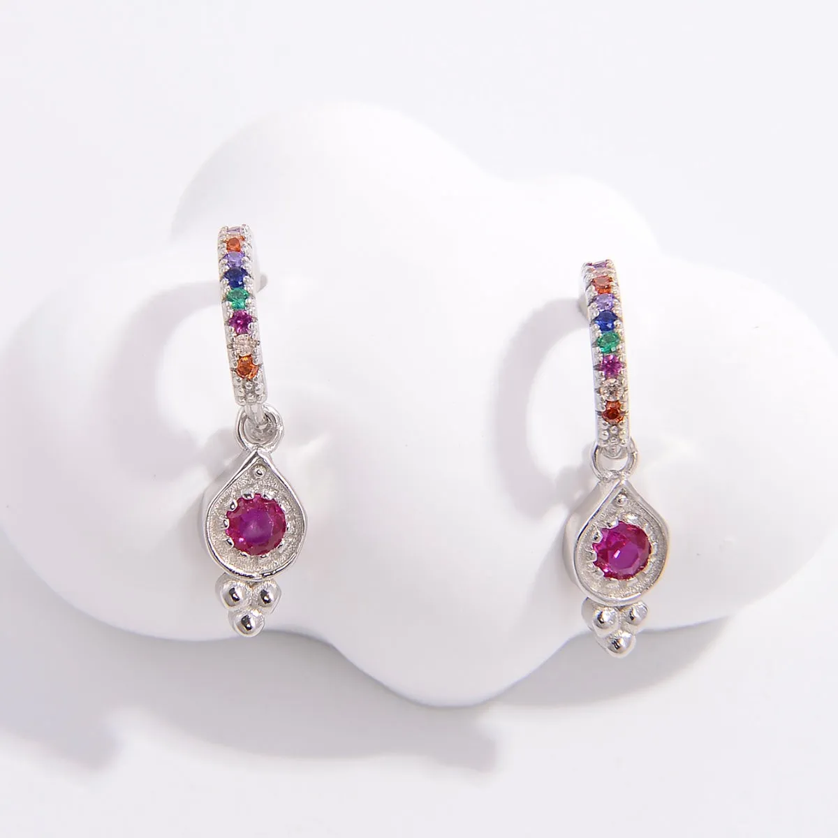 925 Sterling Silver Inlaid Zircon Earrings