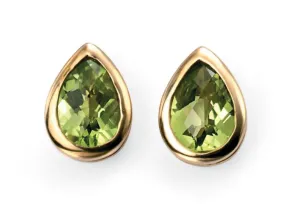 9ct Yellow Gold Peridot Teardrop Stud Earrings GE489G
