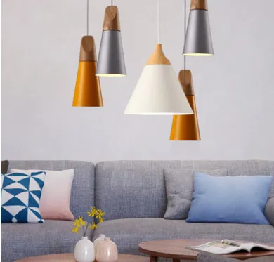 Benigna Cone Shaped Wood Detail Pendant