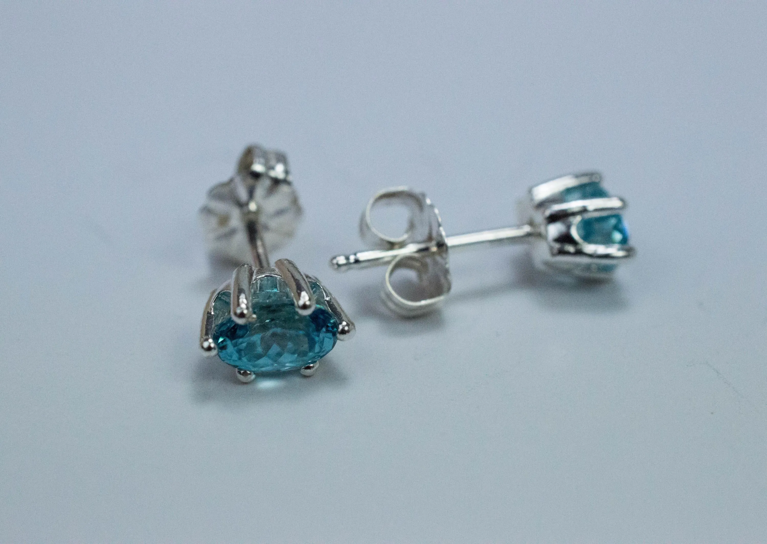 Blue Zircon Earrings; Genuine Cambodia Zircon; 1.570cts