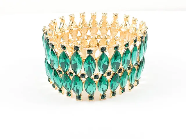 Classic 2 Row Emerald Marquise Fashion Bracelet