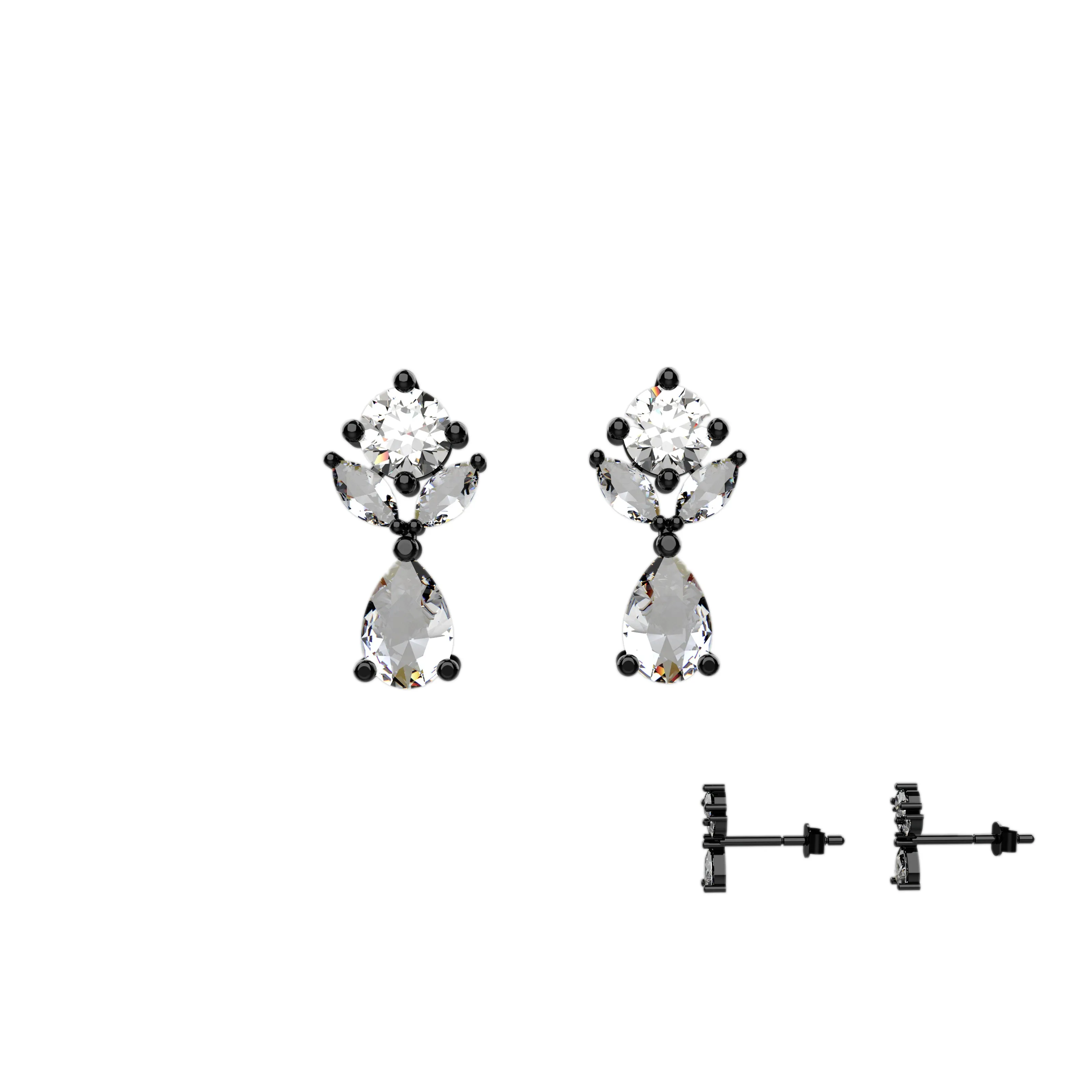 Clear Gems Teardrop Stud Earrings