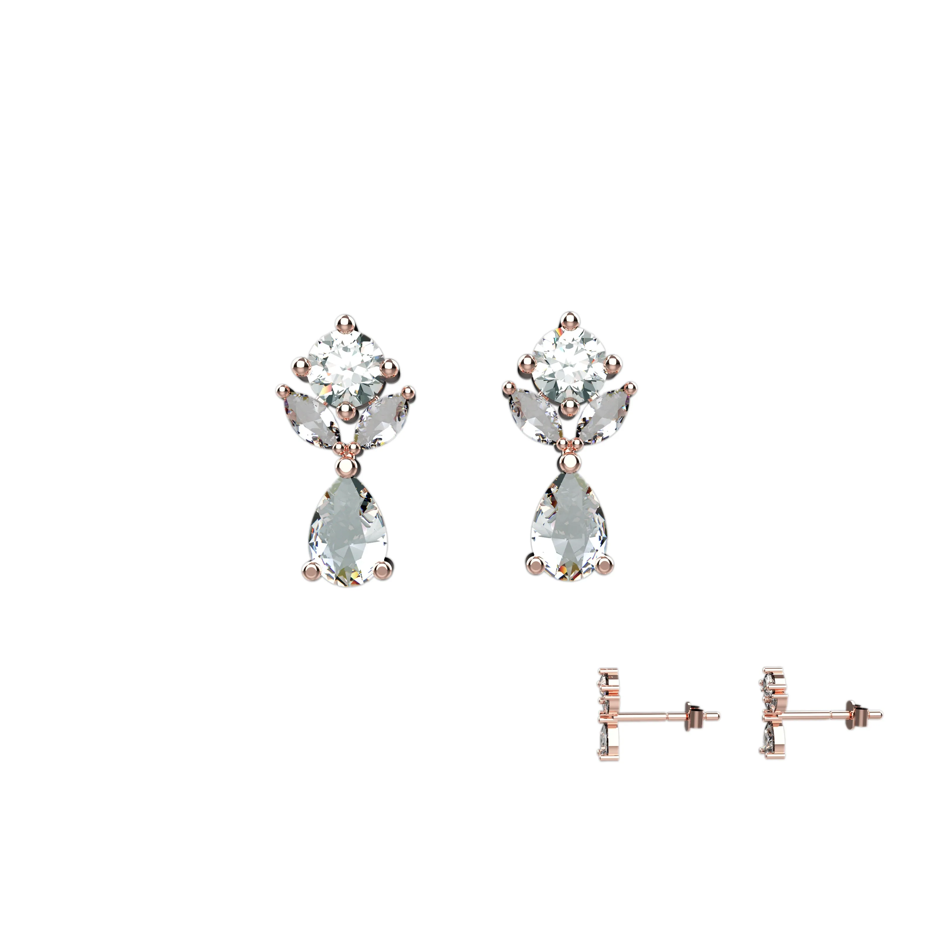 Clear Gems Teardrop Stud Earrings