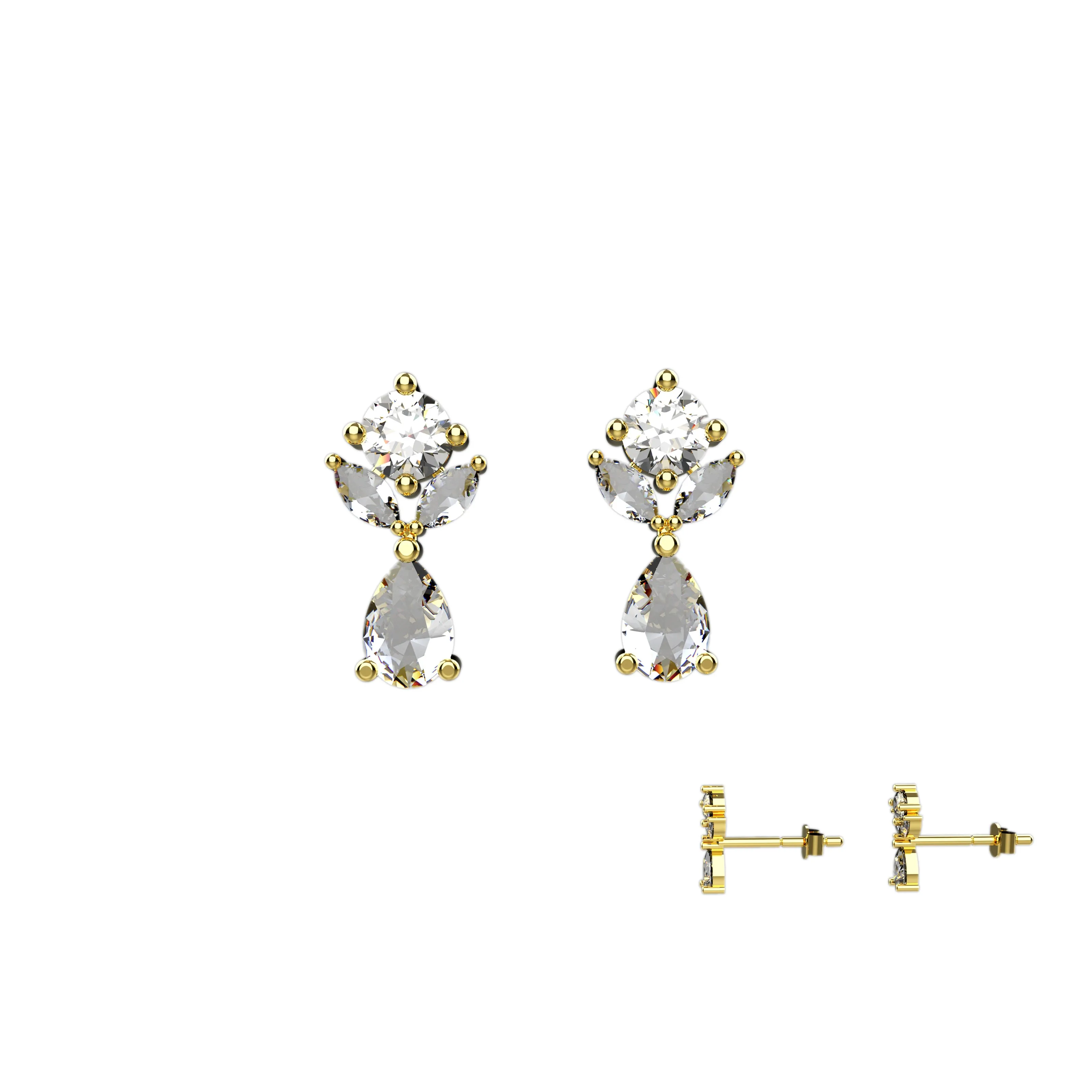 Clear Gems Teardrop Stud Earrings