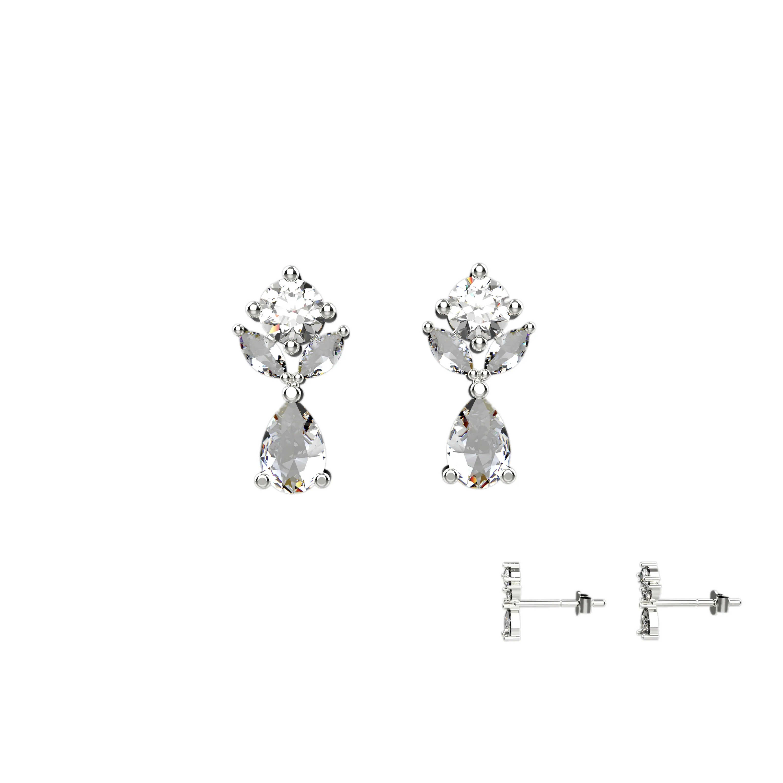 Clear Gems Teardrop Stud Earrings