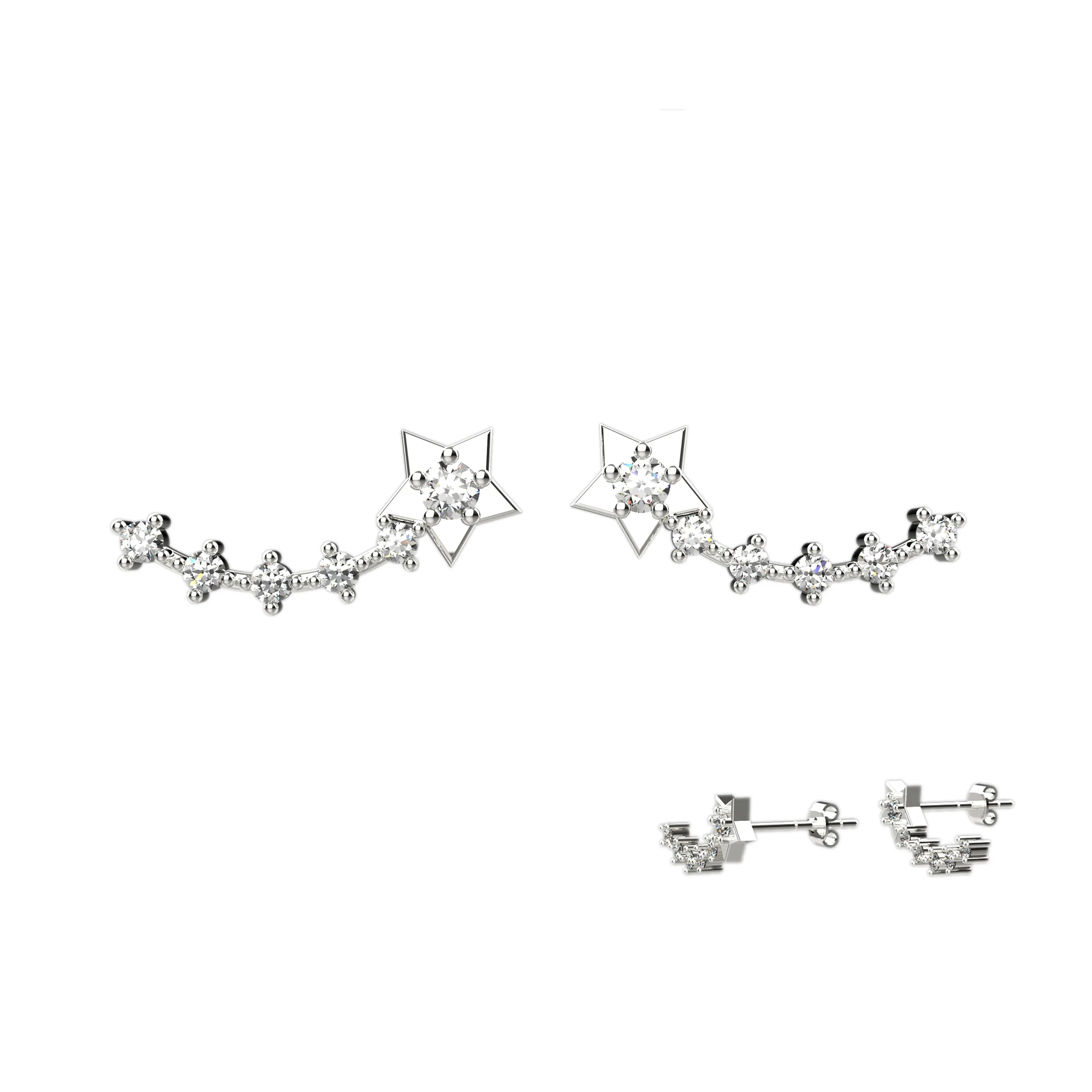 Clear gems With Ear Climber Star Stud