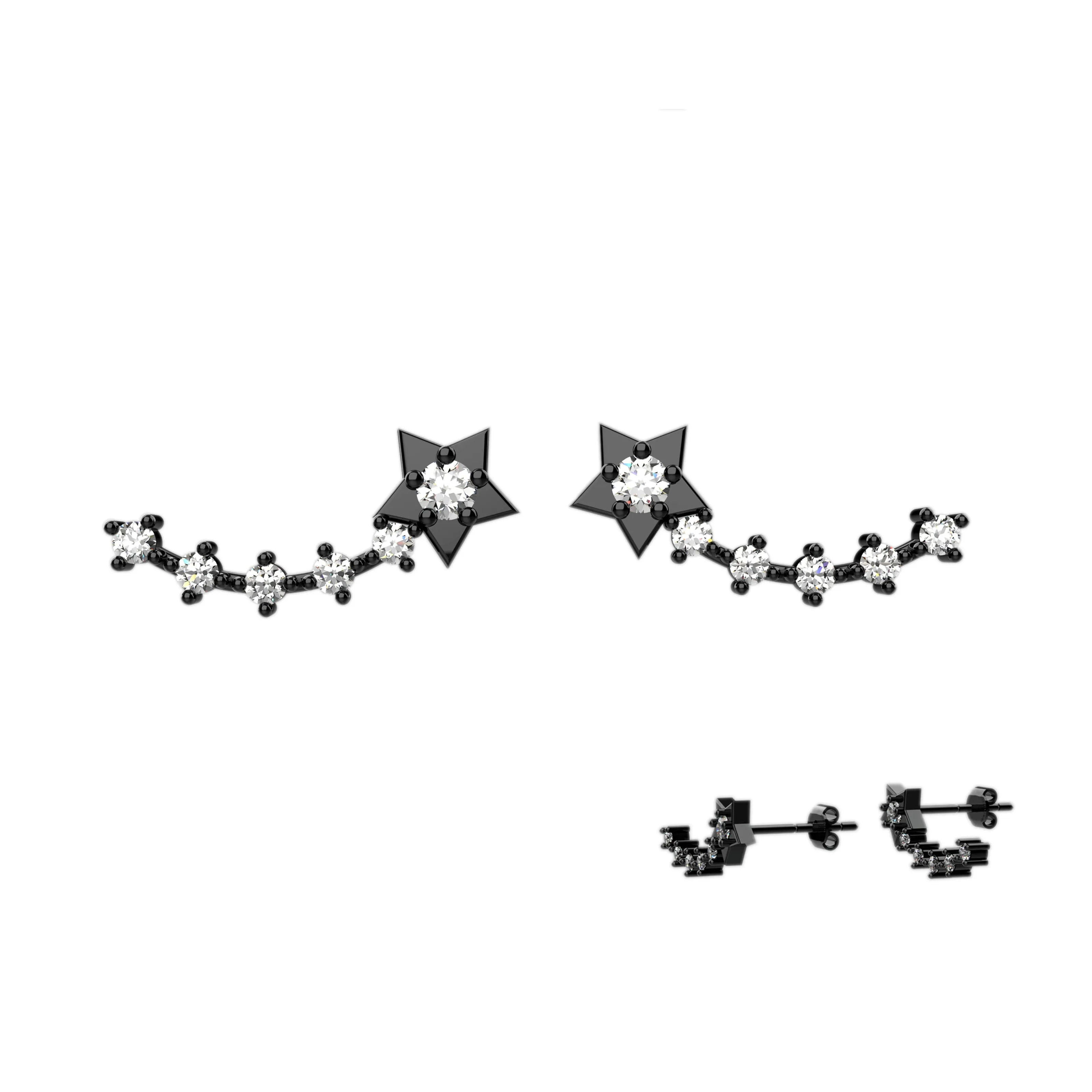 Clear gems With Ear Climber Star Stud