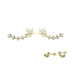 Clear gems With Ear Climber Star Stud