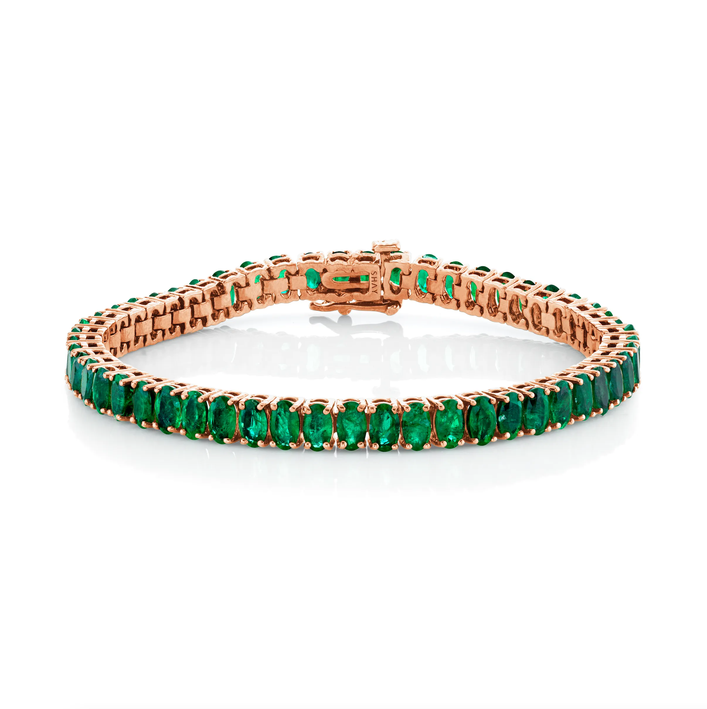 COLOMBIAN EMERALD OVAL TENNIS BRACELET, 14cts