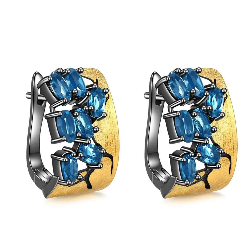 Crack Statement Natural Gemstone Stud Earrings