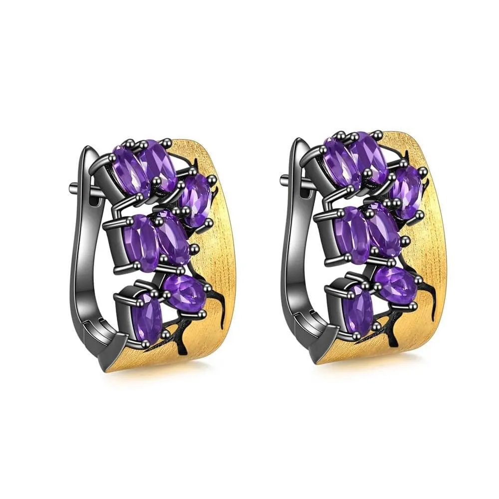 Crack Statement Natural Gemstone Stud Earrings