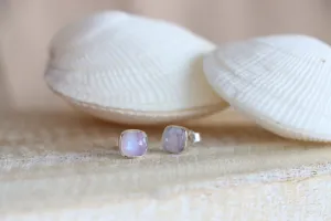 Cushion Pink Moonstone Studs