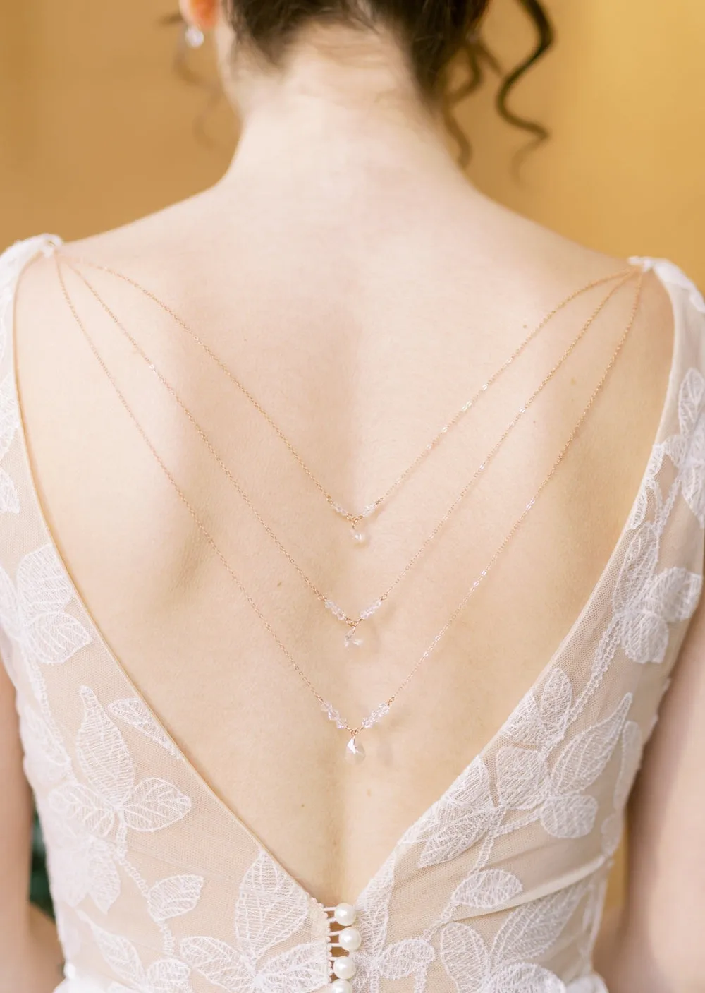 ELLIE Crystal Pearl Drop Back Jewelry for Wedding Dress