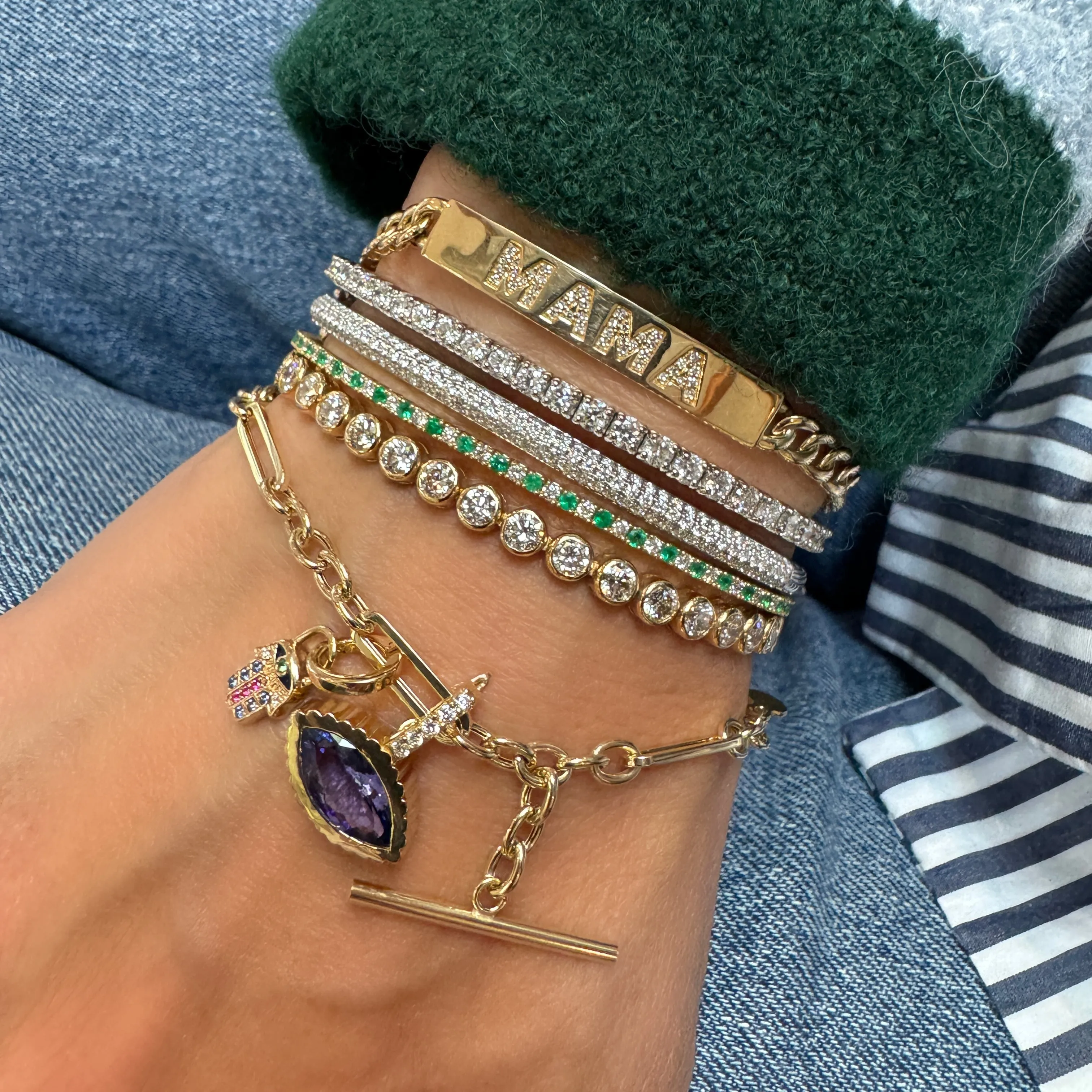 Emerald & Diamond Eternity Flex Bracelet