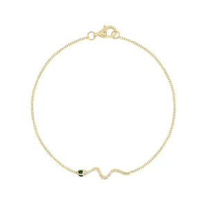 Emerald & Diamond Snake Fashion Bracelet