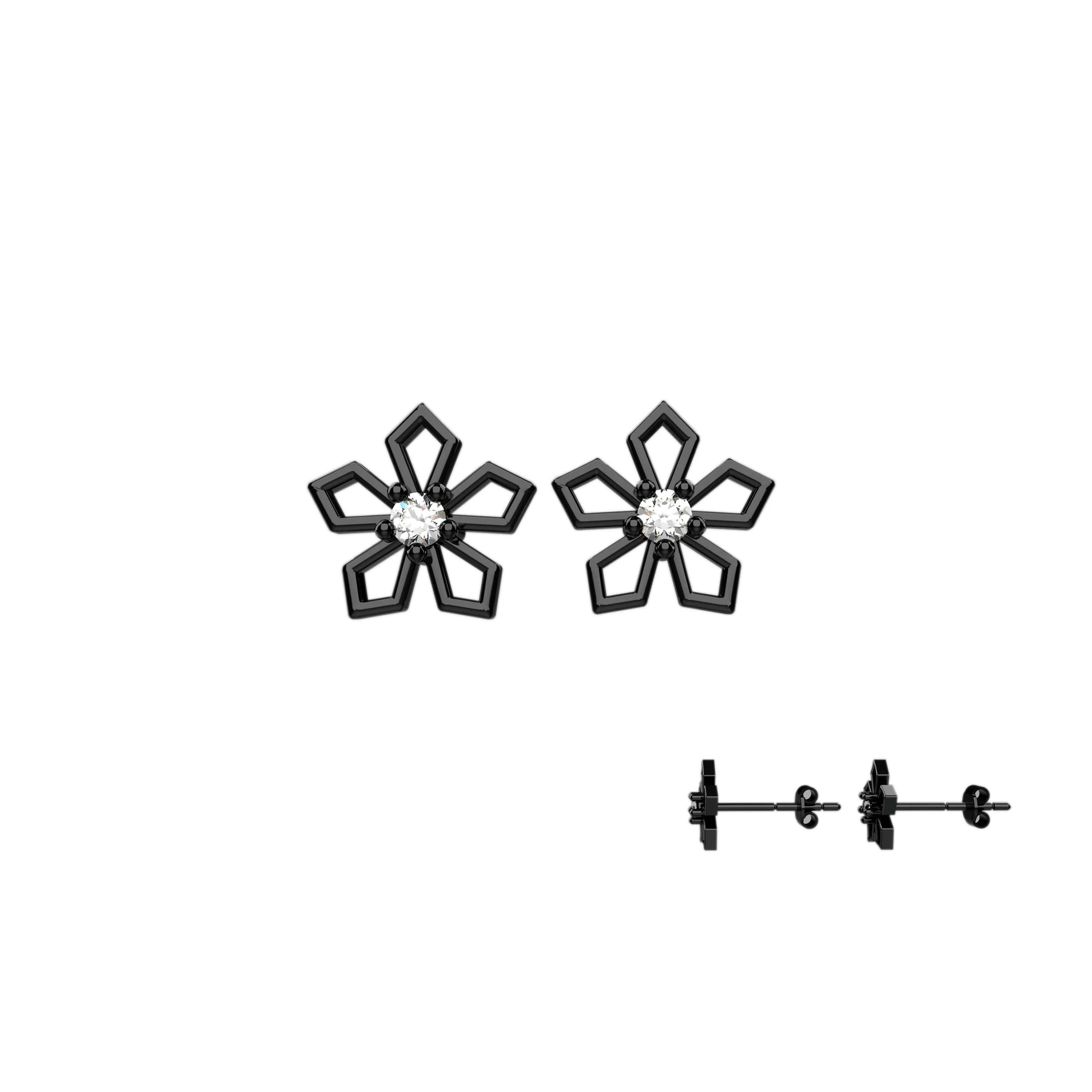 Floral Clear Diamond Stud Earrings