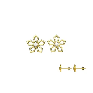 Floral Clear Diamond Stud Earrings