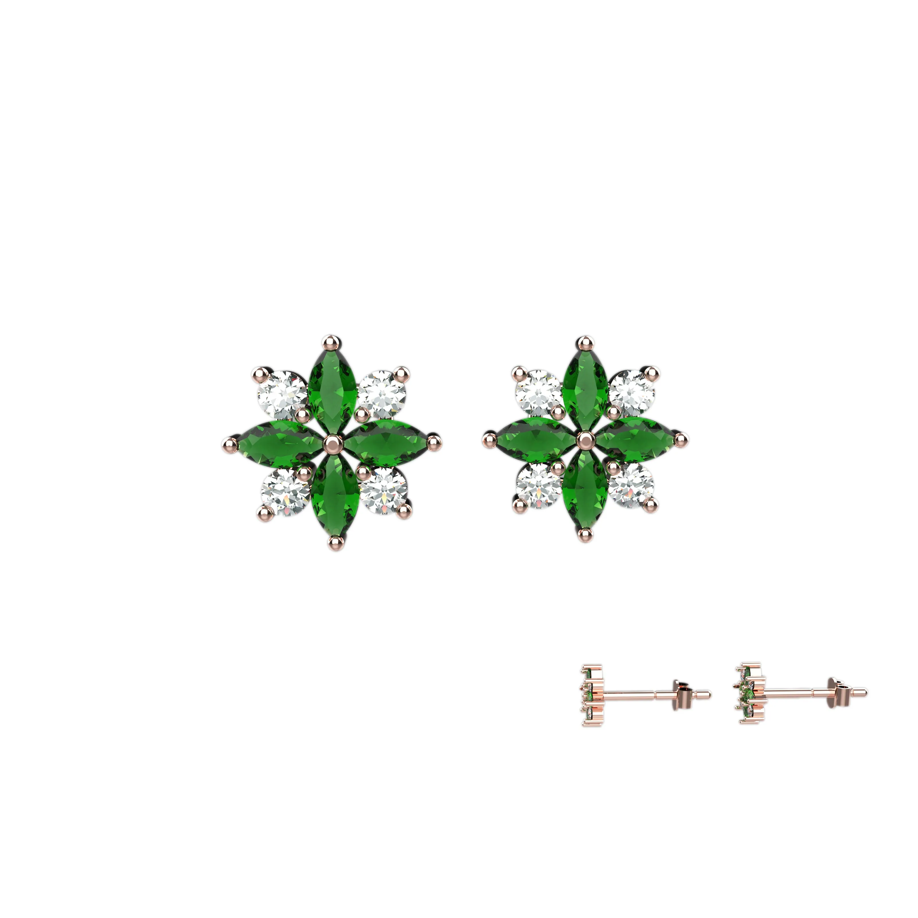 Floral Stud In Emerald Gems Earrings