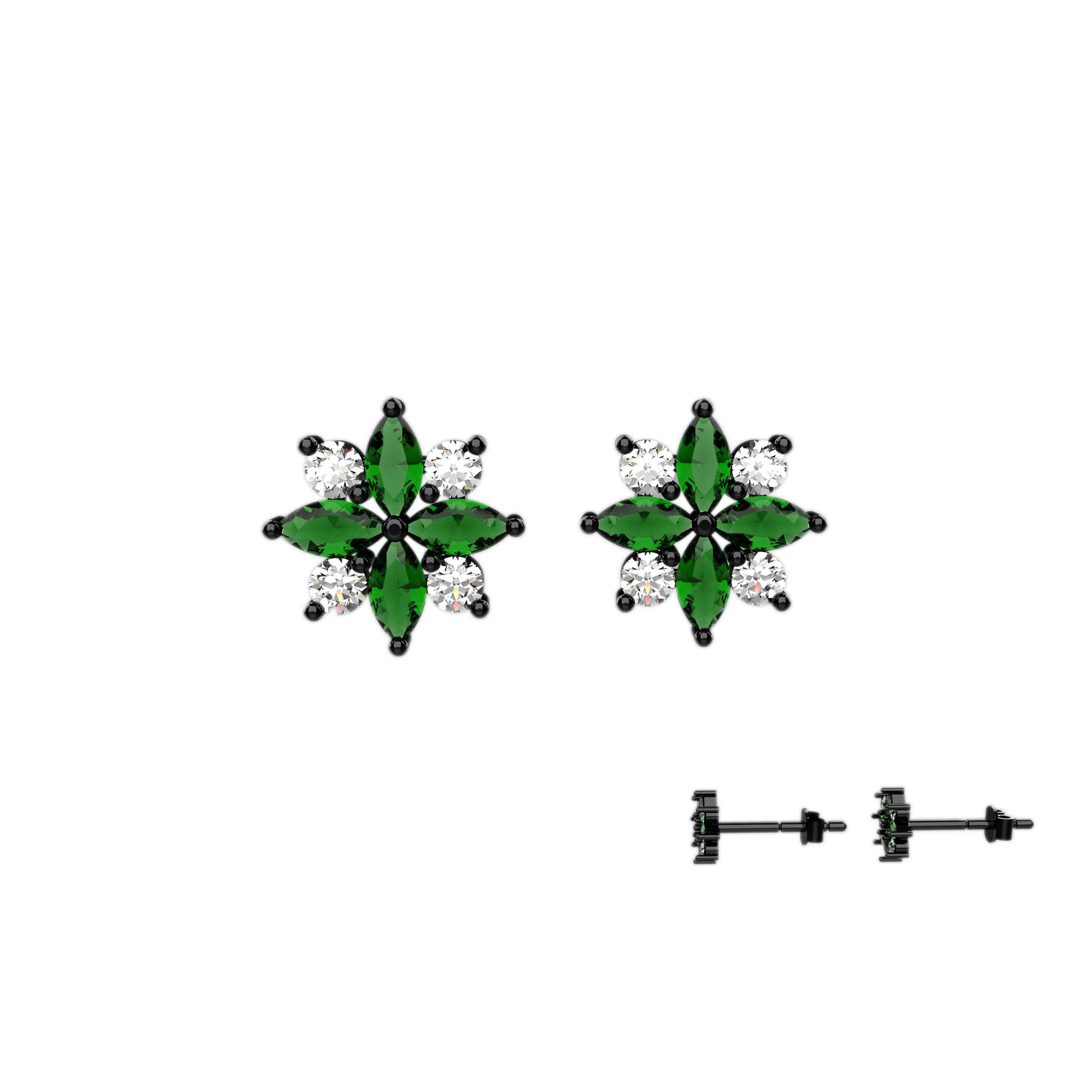 Floral Stud In Emerald Gems Earrings