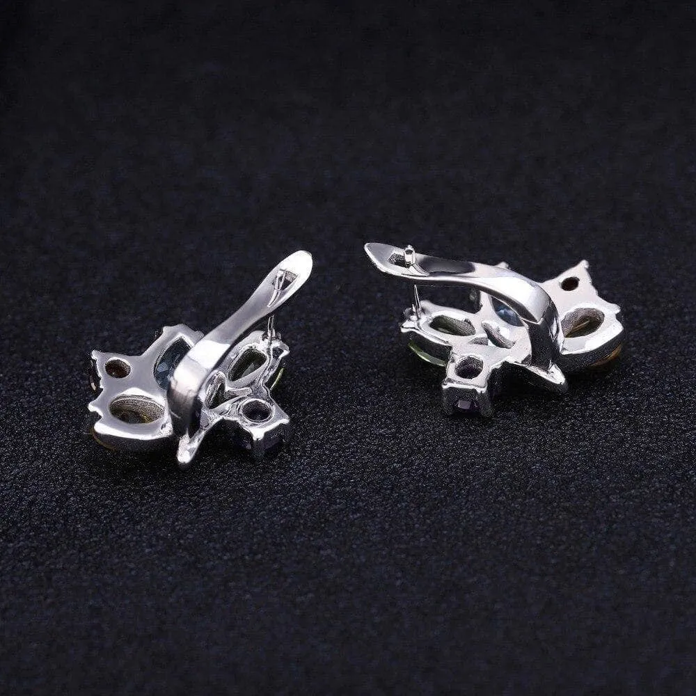 Flower Multicolor Gemstone Stud Earring