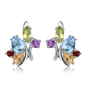 Flower Multicolor Gemstone Stud Earring