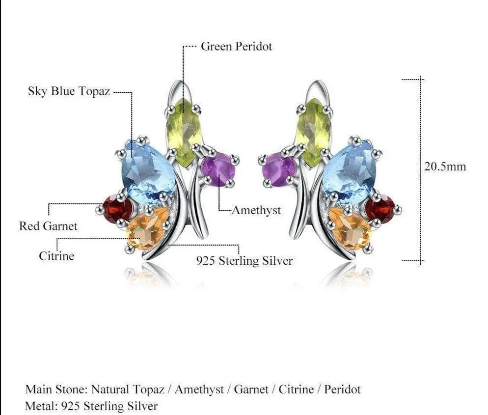 Flower Multicolor Gemstone Stud Earring