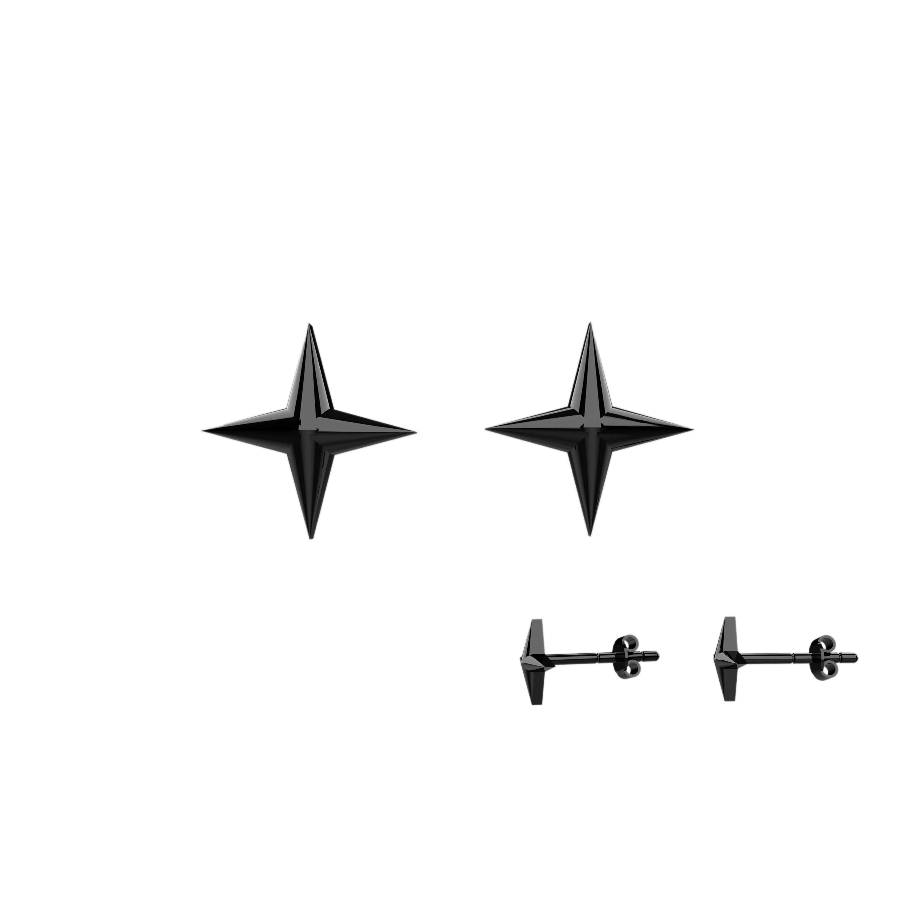 Four Point Star Stud Earrings Gold Celestial Earrings