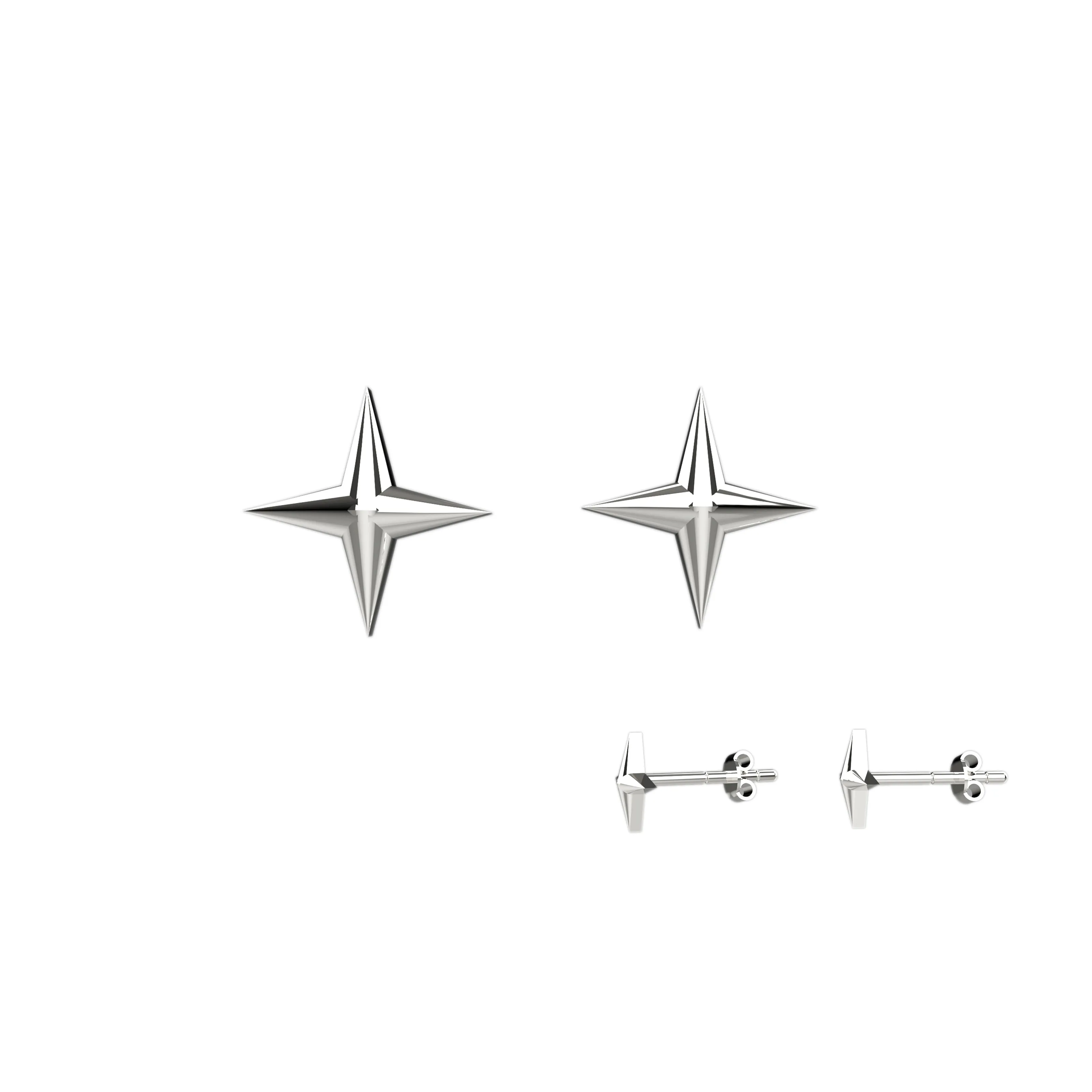 Four Point Star Stud Earrings Gold Celestial Earrings