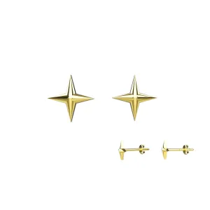 Four Point Star Stud Earrings Gold Celestial Earrings