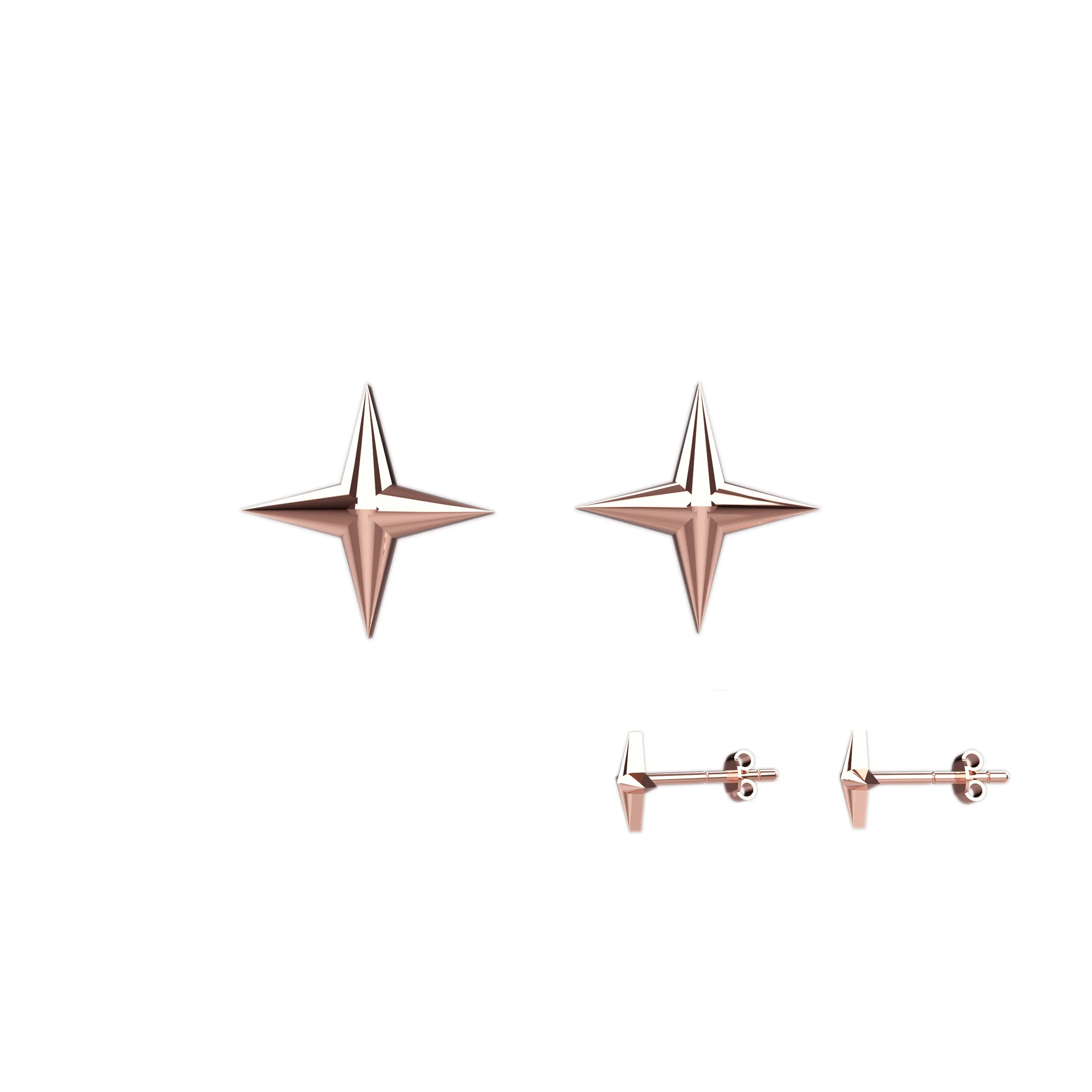 Four Point Star Stud Earrings Gold Celestial Earrings