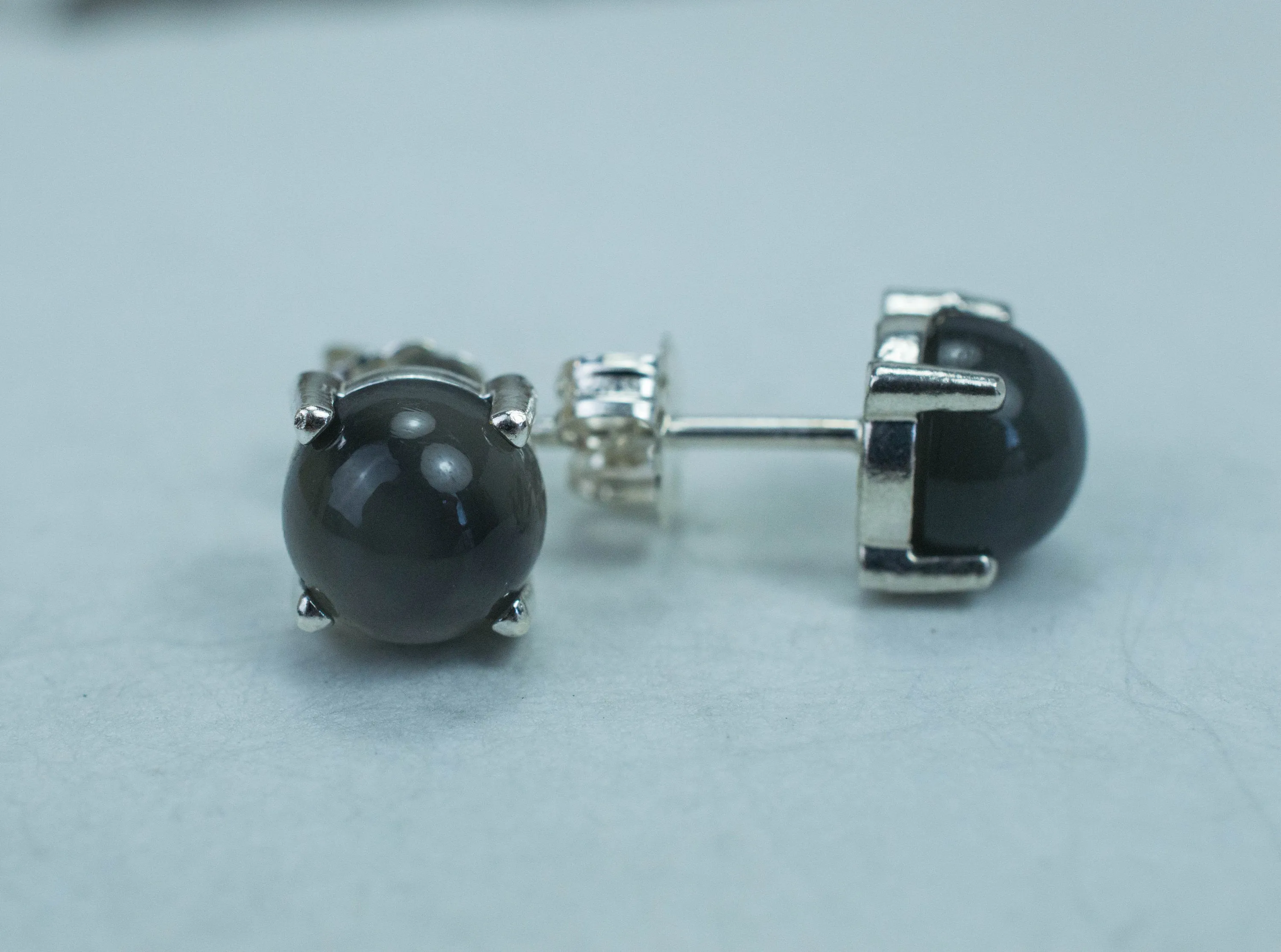 Gray Moonstone Earrings; Genuine Untreated India Moonstone; 3.345cts