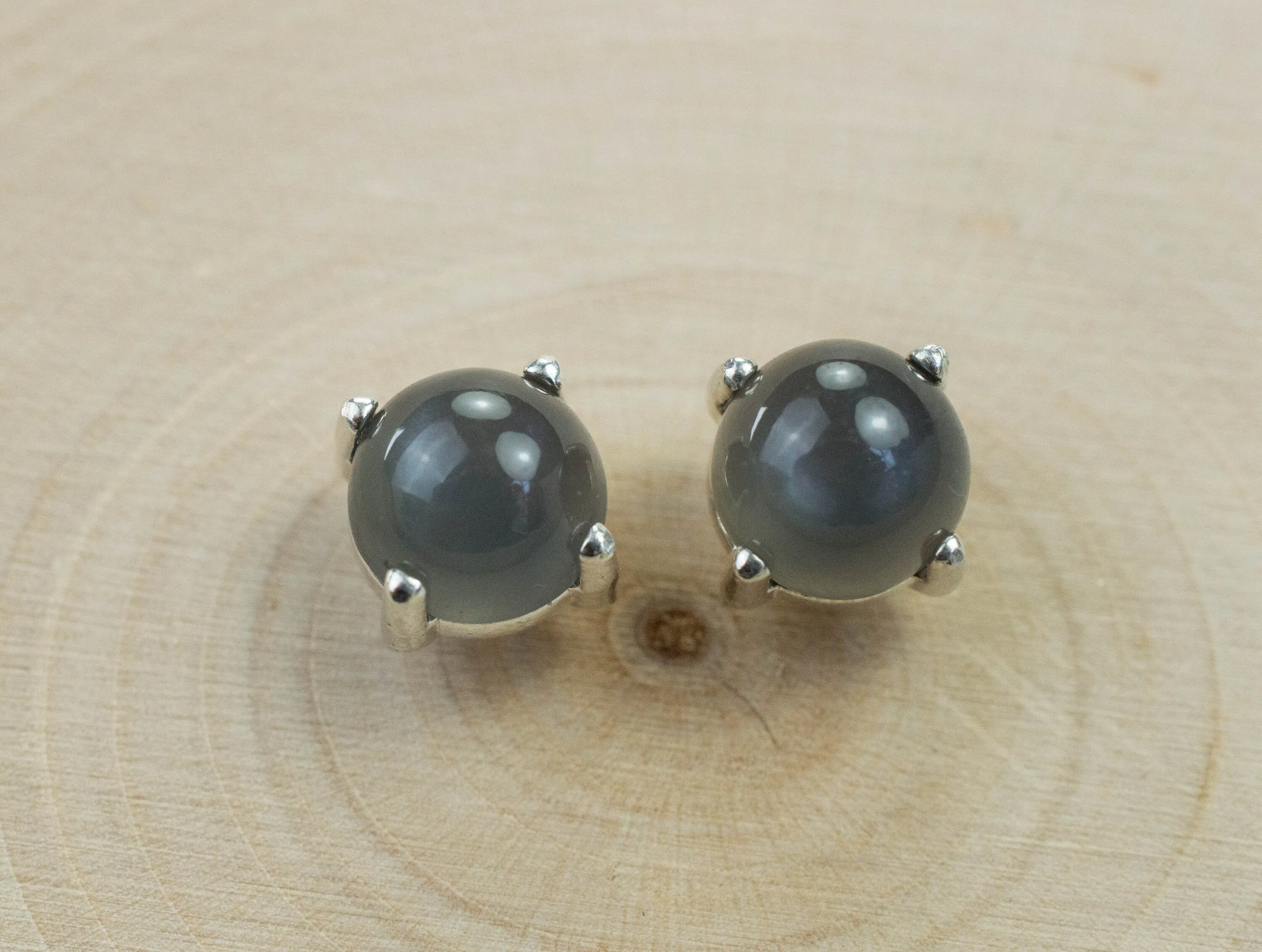 Gray Moonstone Earrings; Genuine Untreated India Moonstone; 3.345cts