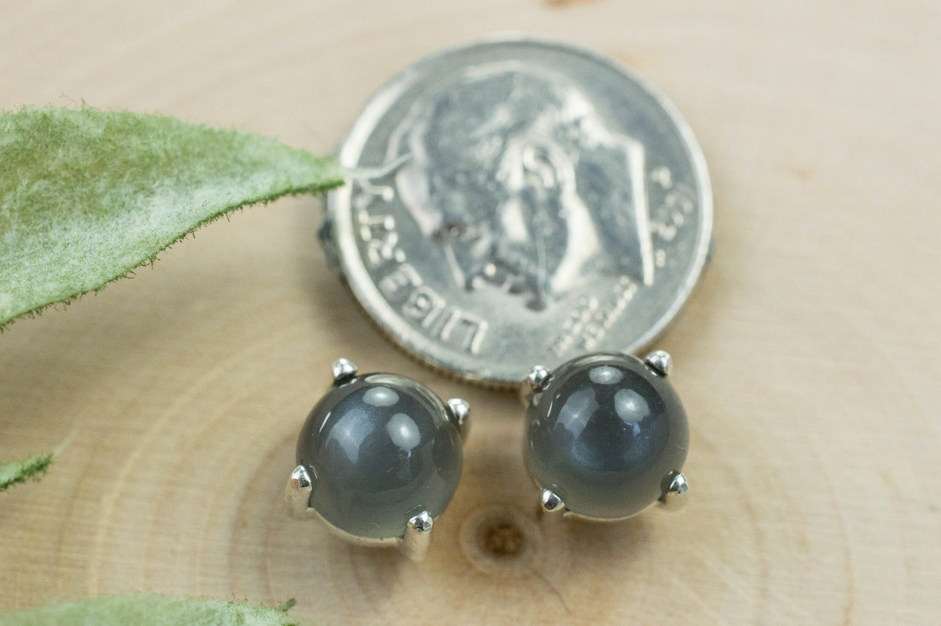 Gray Moonstone Earrings; Genuine Untreated India Moonstone; 3.345cts