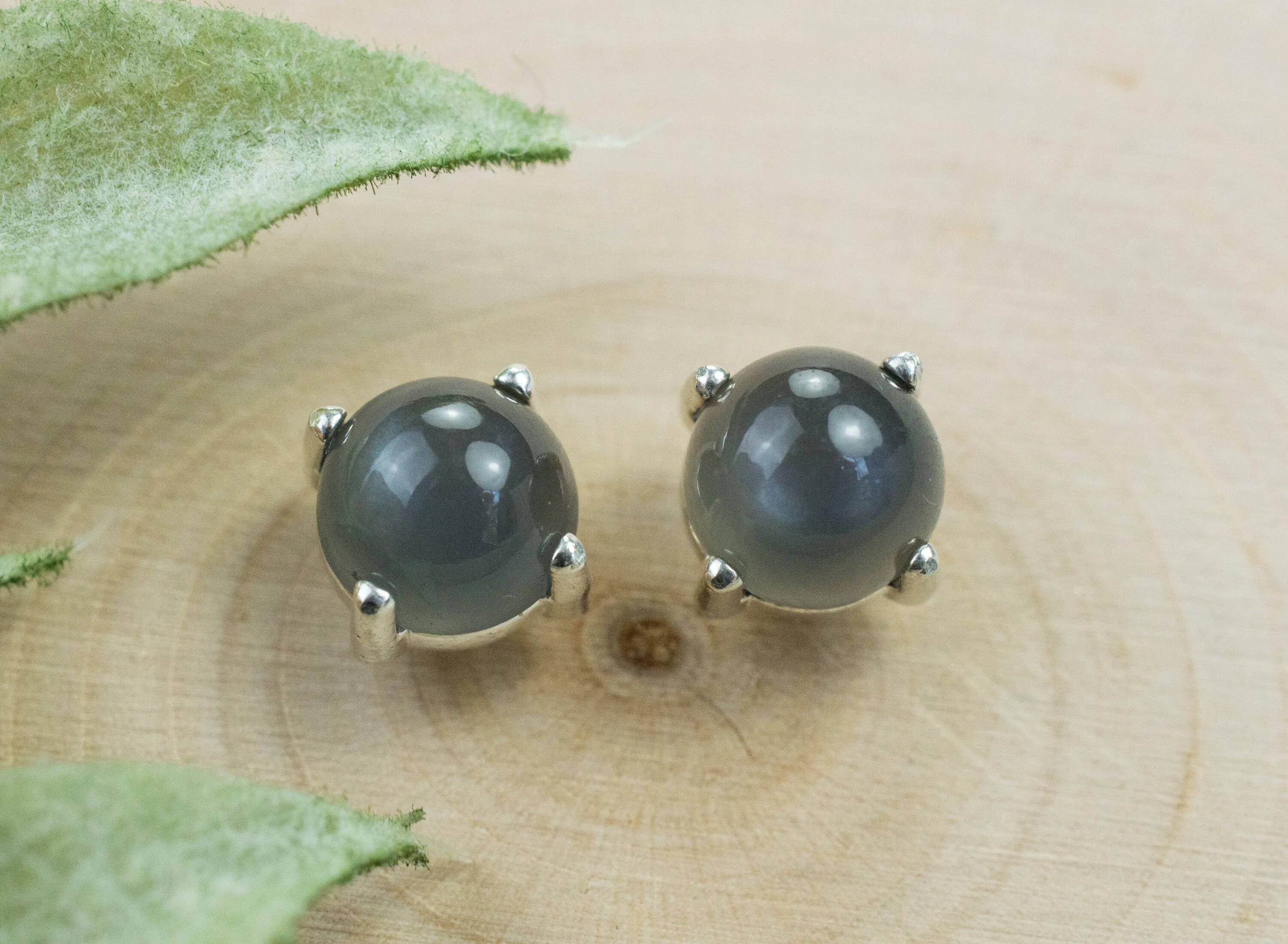 Gray Moonstone Earrings; Genuine Untreated India Moonstone; 3.345cts